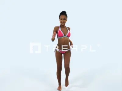 May 05L Running Jogging Beach Sport African American Woman Low-poly 3D model