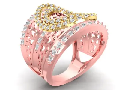 Luxury Double Halo Diamond Cocktail Ring for Women  2798 3D print model