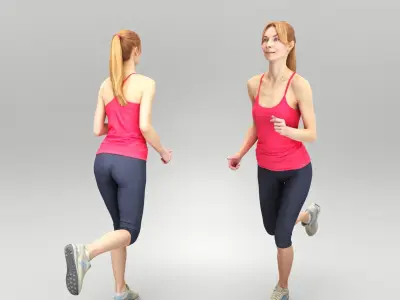 Young woman running 410 Low-poly 3D model
