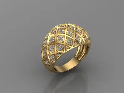 STL 3DM Print Ready Women Diamond Ring Lightweight Printable  3D print model 35