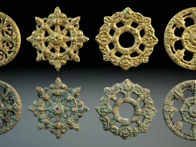 Ancient treasure artifacts PBR Low-poly 3D model
