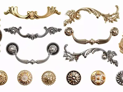 Classic furniture handles 01 3D model