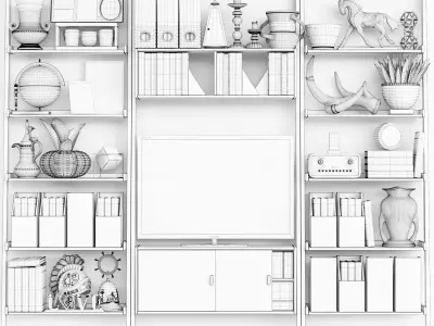 TvSHelf bookcase with shelves and tv 3D model
