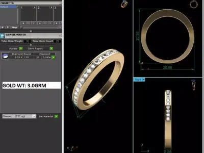 Band 3dm Render Details gold wedding with diamonds 3D print model buy