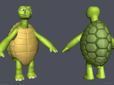 Stylized Cartoon Turtle - Biped 3D model