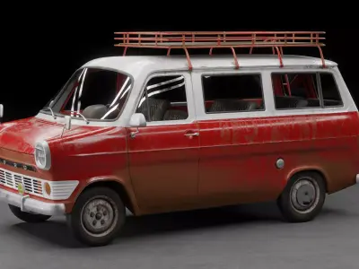 Ford Transit Mk1 Minibus Low-poly 3D model