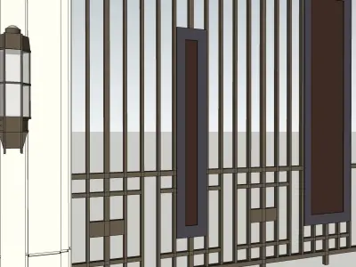 iron metal fence boundary wall 3D model