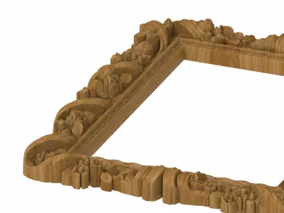 Carved picture frame STL 3D model 83