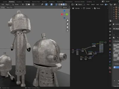 Blender Machinarium 3D  Robot Model Low-poly 3D model