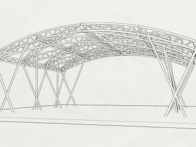 Truss beam - Cylindrical roof model 3D model