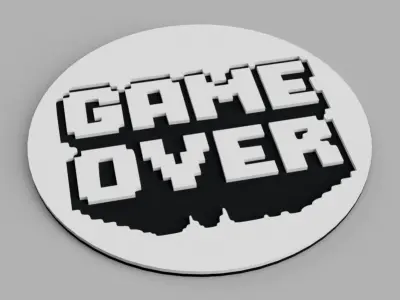 Game Over Pixelated Google Game Logo Coaster Free 3D print model