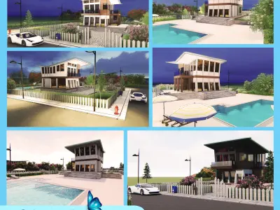 Urban house with palm trees 3D model