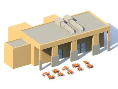 Low Poly Holiday Restaurant Low-poly 3D model