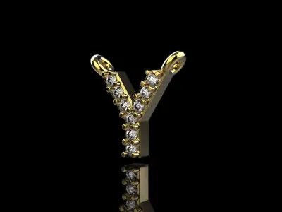 Y initial pendant necklace model 698 3D print model