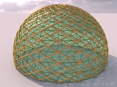 Dome mandala and geodesic like structure with glass enclosure 3D model