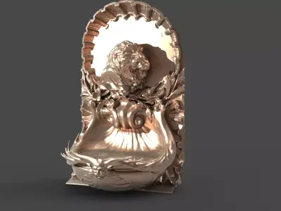 Baroque Lionmane fountain sculpture 3D model