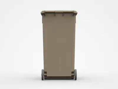 Brown Trash Bin With Two Wheels 3D model