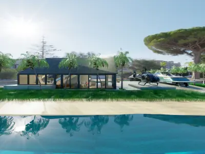 Mansion room with chairs and tables 3D model