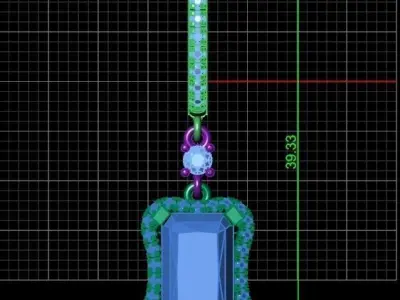 luxury engagement  earrings with a large  radiant stone  3D print model