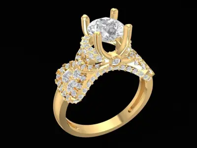 Luxury Crown Diamond Engagement Ring 1492 3D print model