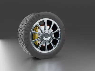 Realistic Car Wheel with Brake System 3D model