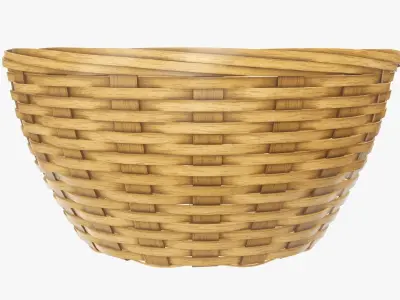 Wicker basket bowl with clipping path medium brown 3D model