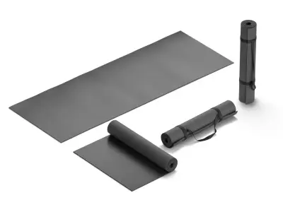 Black Unfolded and Rolled 4 Types Yoga Mat -  tourism and sport 3D model