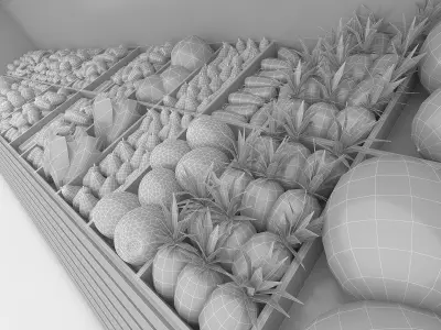 3D model greengrocer department fruit and vegetable Low-poly 3D model