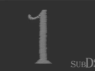 EmbroideryCG Font English01A 3cm Zbrush Tools 3D model