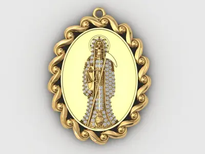  santa muerte holy death small size pendant 3D STL 3DM skull 3D print model