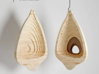 parametric design birdhouse bird nest svg template dxf files 3D model