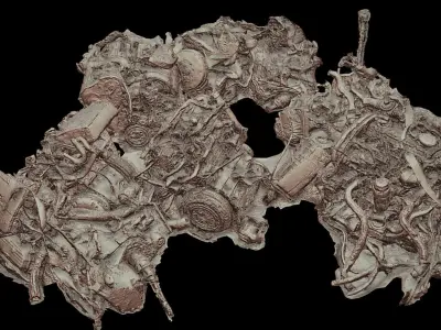 destroyed car engines part3 ground photogrammetry  Low-poly 3D model