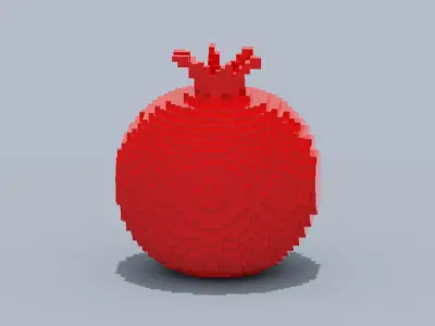 Voxel Pomegranate Low-poly 3D model