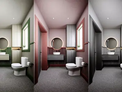 Modern Bathroom 3D Model Realistic Interior with 4 Materials Low-poly 3D model