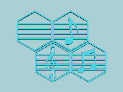 Hexagonal Wall Panel A14 Music - Interior Design Decoration 3D print model