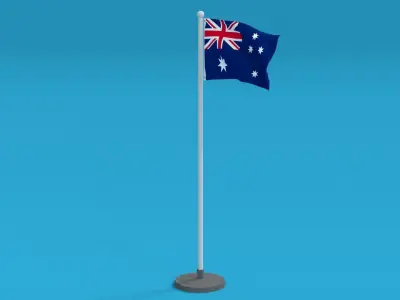 Low Poly Seamless Animated Australia Flag Low-poly 3D model