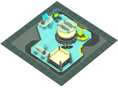 isometrical Underground Chemical Lab Room 1 Low-poly 3D model