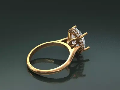 4 Prongs Round Diamond Solitaire Engagement Ring 3D Model  3D print model