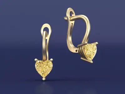 Heart-Shaped Gemstone Earrings 3D CAD Jewelry Design 3D print model