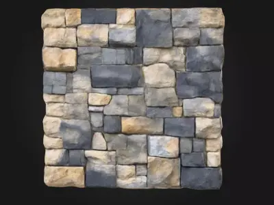 Stone Fortress Seamless Tile Low-poly 3D model
