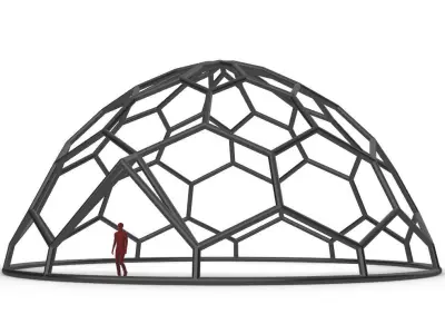 Hexagonal Dome structure Wireframe with Entry 3D model