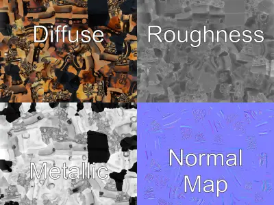 Antique Decorative Shield Bronze Engravings model pack Low-poly 3D model