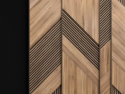 Wooden panels with planks 3D model
