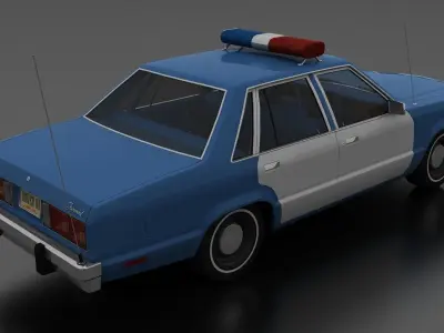 Fairmont 4dr Sedan 1978 Police Car Unmarked Low-poly 3D model