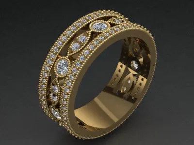 Luxury Double Ring With Diamonds 3D print model