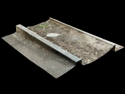 Green space next to the pedestrian and street Low-poly 3D model