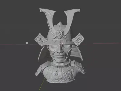 Stylized Samurai Helmet  Futuristic Carbon and Metal Armor 3D model