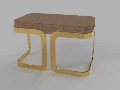 Bench in metal and leather 3D model