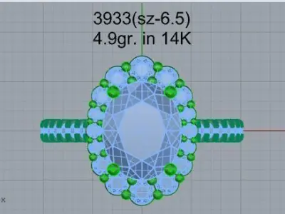 Oval Halo Ring 3933 3D print model