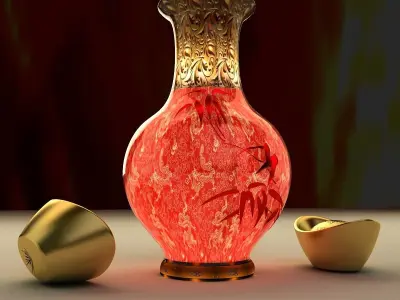 Chinese vase and Yuanbao 3D model